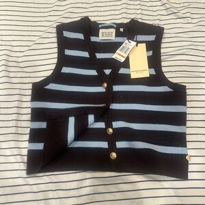 Scotch & Soda  Blue stripes cropped Buttoned Vest